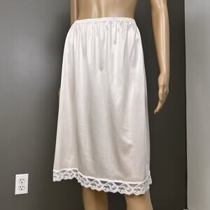 Vintage Vanity Fair Half Slip Size Medium Long Lace Trim 1970s USA Made Icy Pink
